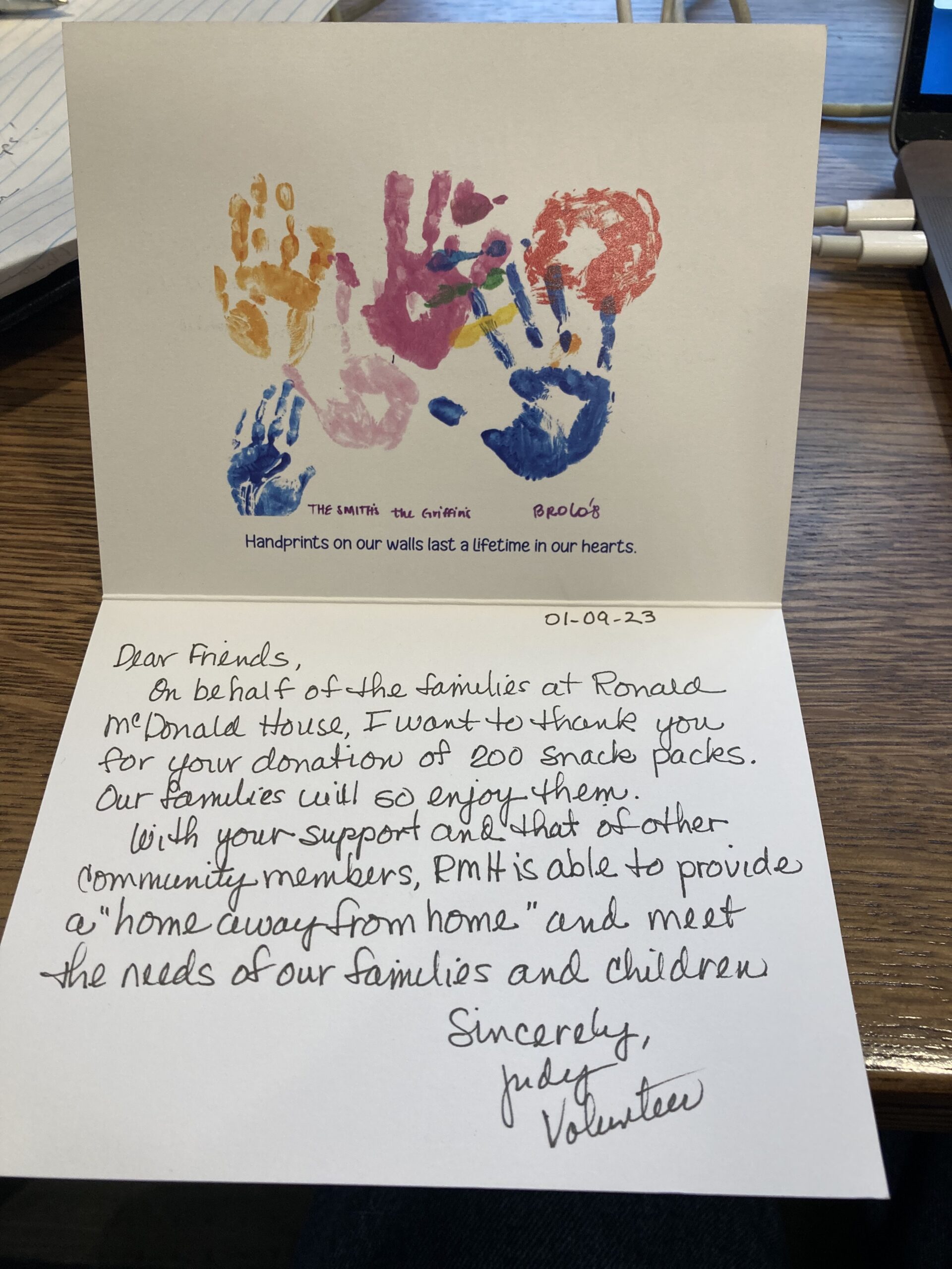 Thank you note photo